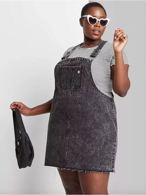 Wild Fable Black/grey Denim Overall Dress
